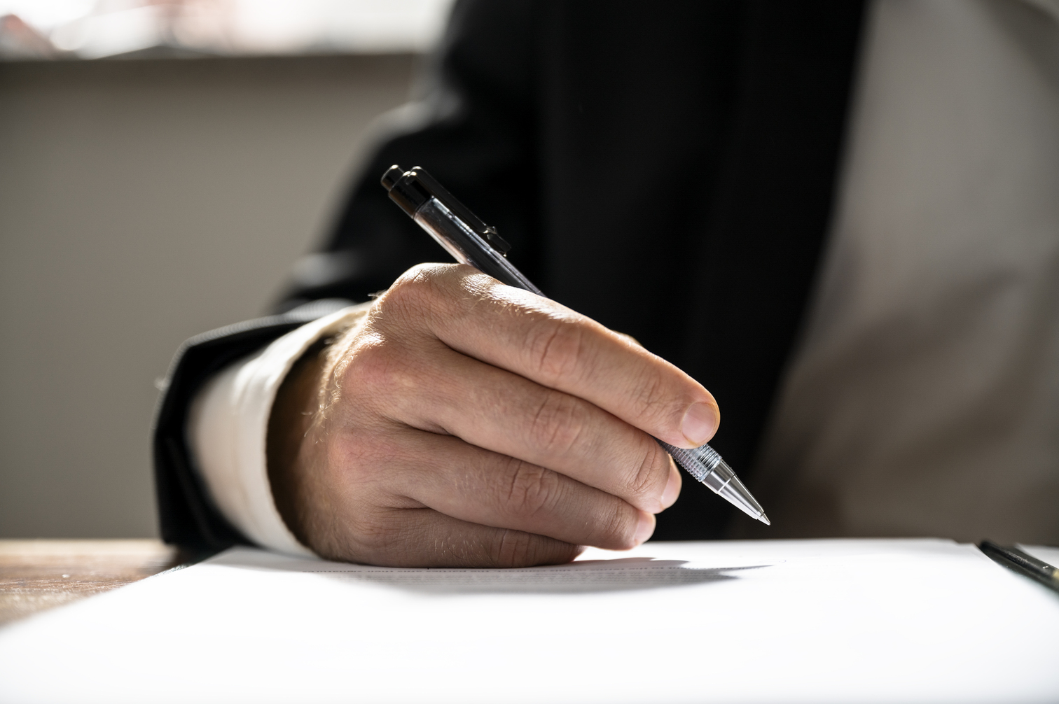 Signing an important document